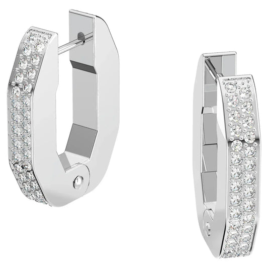 Swarovski Dextera Small Octagonal White Rhodium Plated Crystal Hoop Earrings - Gomix Brands Outlet