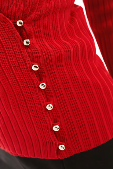 Morgan fine ribbed top with gold hardwear