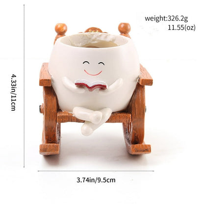 Face Flower Pot – Unique Resin Rocking Chair Planter for Indoor & Outdoor Succulents