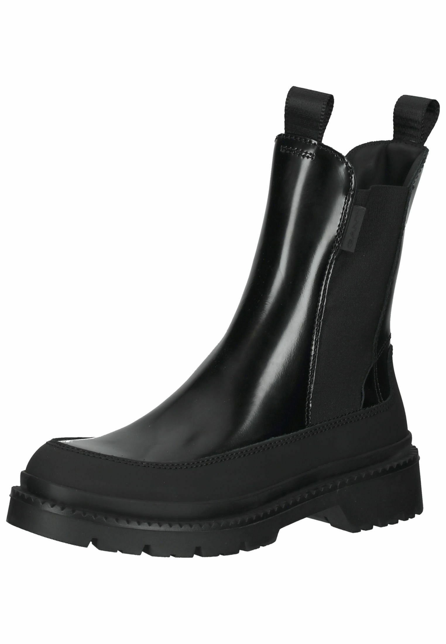 GANT PREPNOVO Women's Classic Black Patent Leather Chelsea Ankle Boots