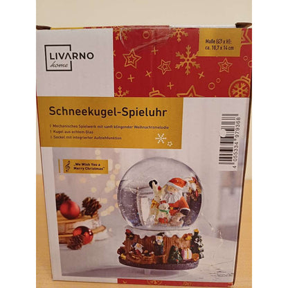 Enchanting Christmas Snow Globe Music Box, Real Glass Globe, Winding Melody