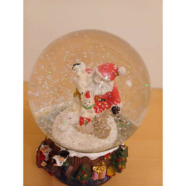 Enchanting Christmas Snow Globe Music Box, Real Glass Globe, Winding Melody