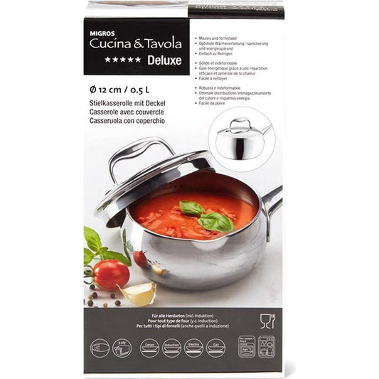 Migros Stainless Steel Saucepan with Lid - All Heat Sources, Dishwasher Safe