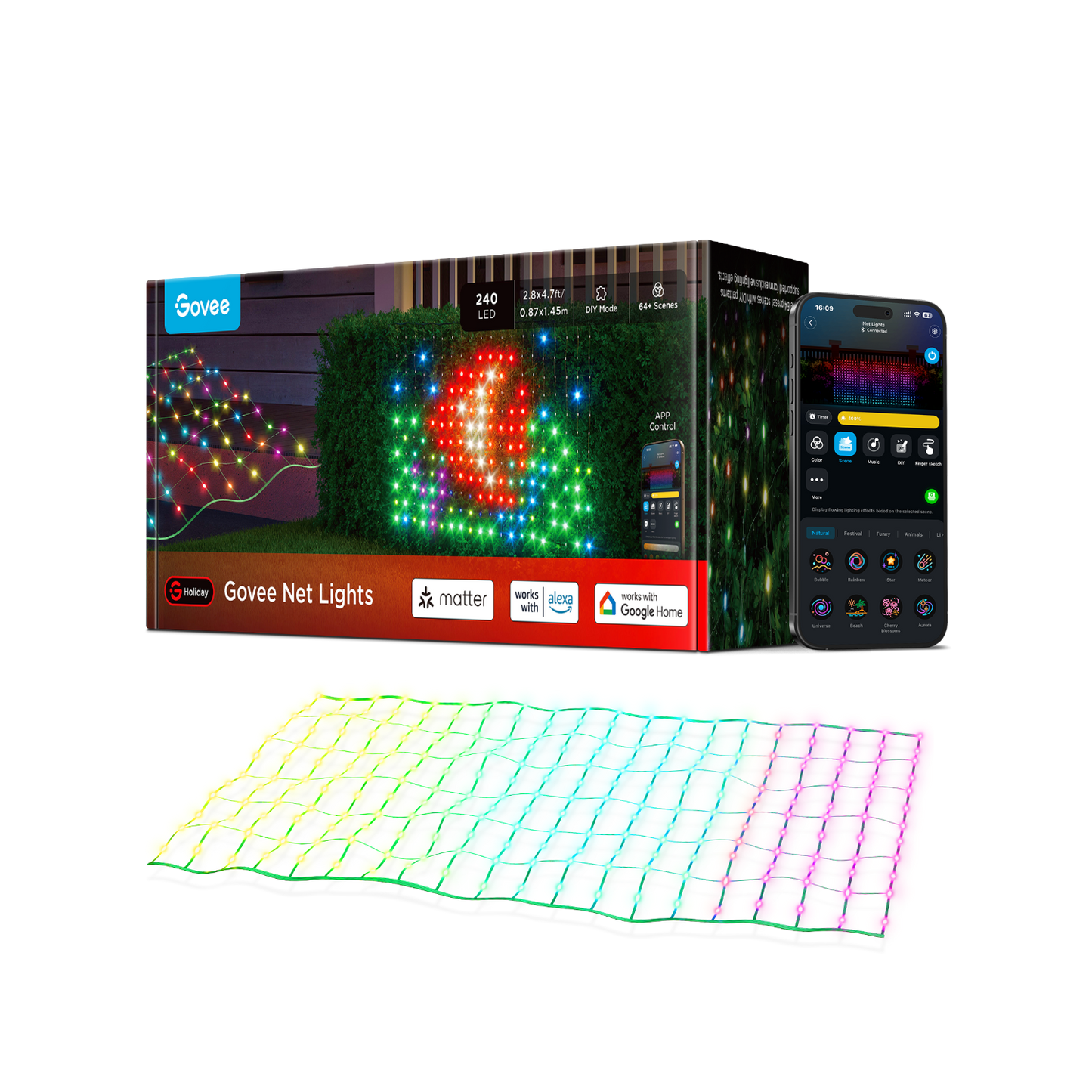 Govee RGBIC LED Net Lights for Bushes Outdoor Garden Decor Smart App Control