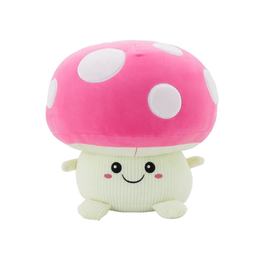 Adorable Pink Mushroom Plush Toy, 15-inch Super Soft Cuddly Smoochy Pal