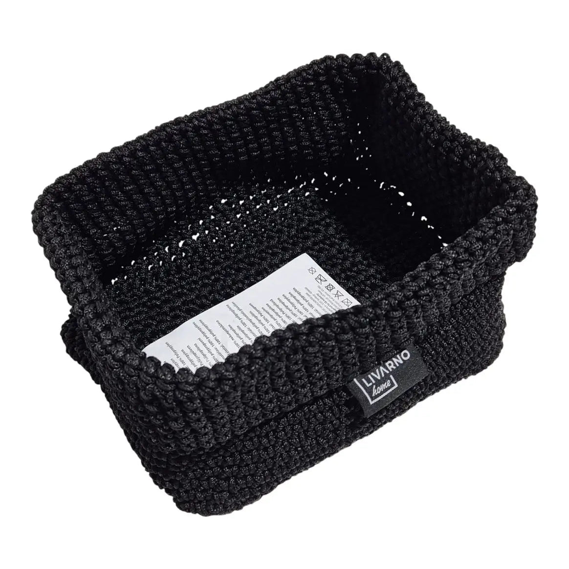 LIVARNO Home Crocheted Storage Basket 22 x 14 x 10 cm Black
