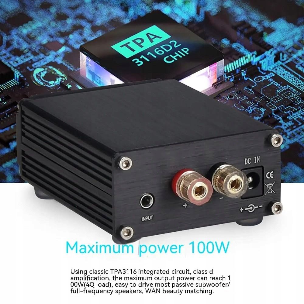 Dollatek B3 Subwoofer Amplifier 100W TPA3116D2 NE5532 Black