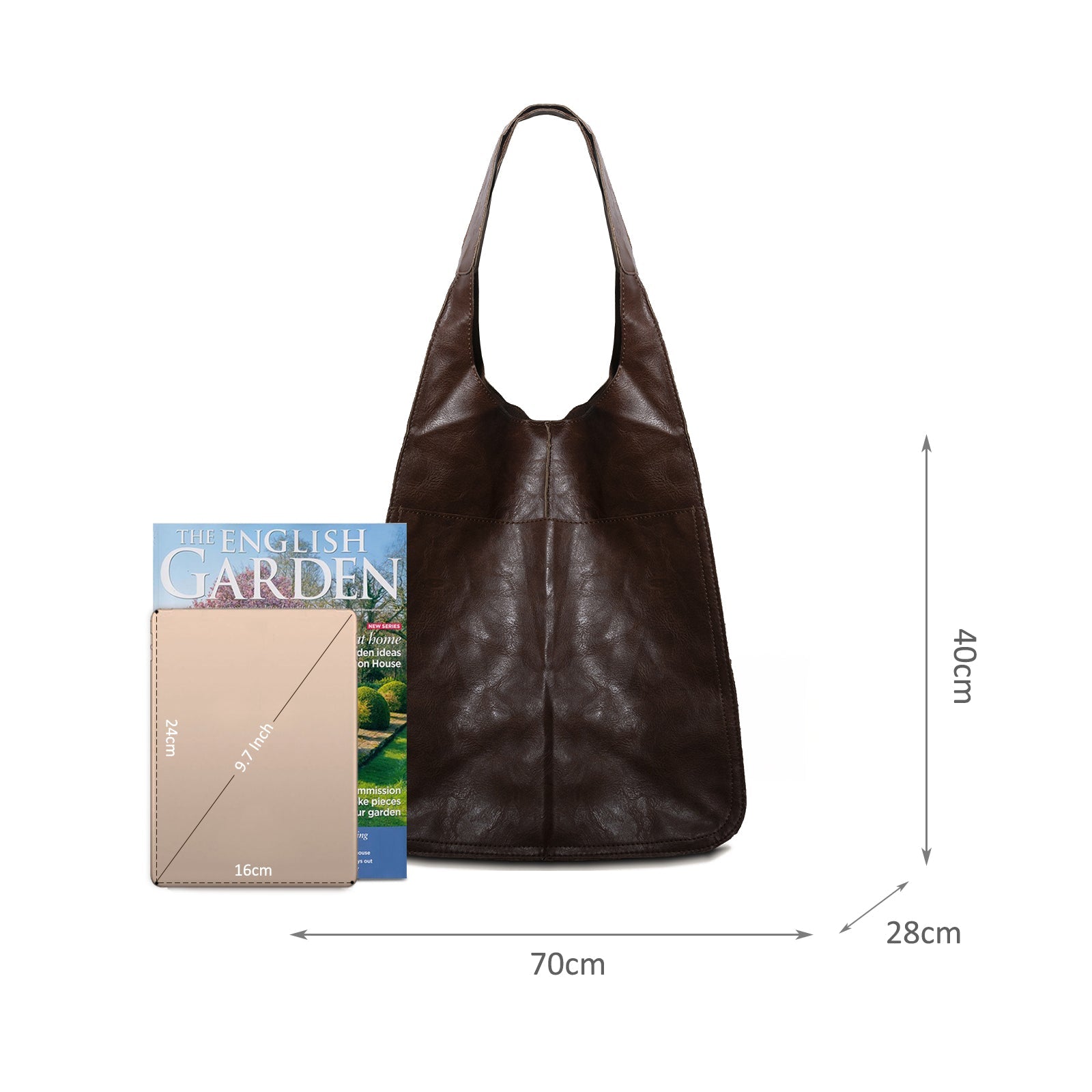 Vintage Oversized Soft Leather Tote Bag – Large Capacity