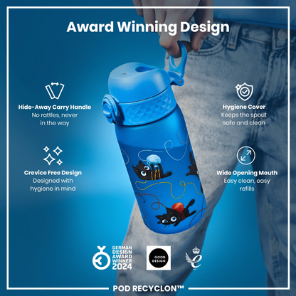 Leak Proof Kids Eco-Friendly Water Bottle, Recyclon, Cute Cats Design, 350ml Capacity