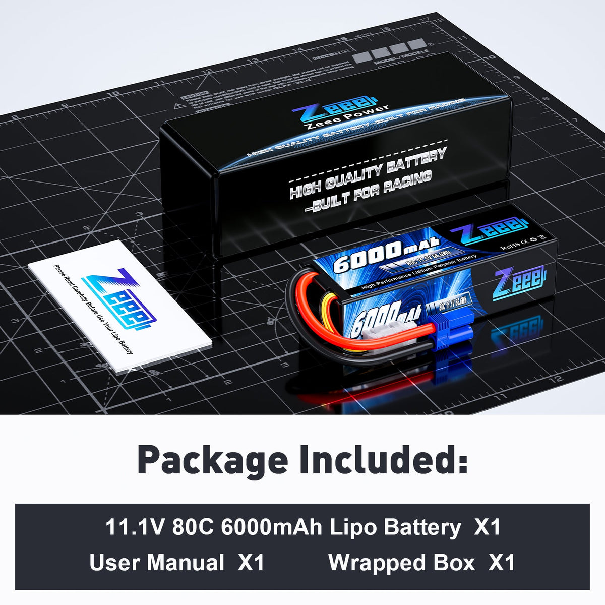 Zeee 3S 6000mAh 80C 11.1V LiPo Battery EC5