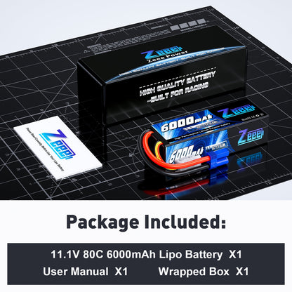 Zeee 3S 6000mAh 80C 11.1V LiPo Battery EC5