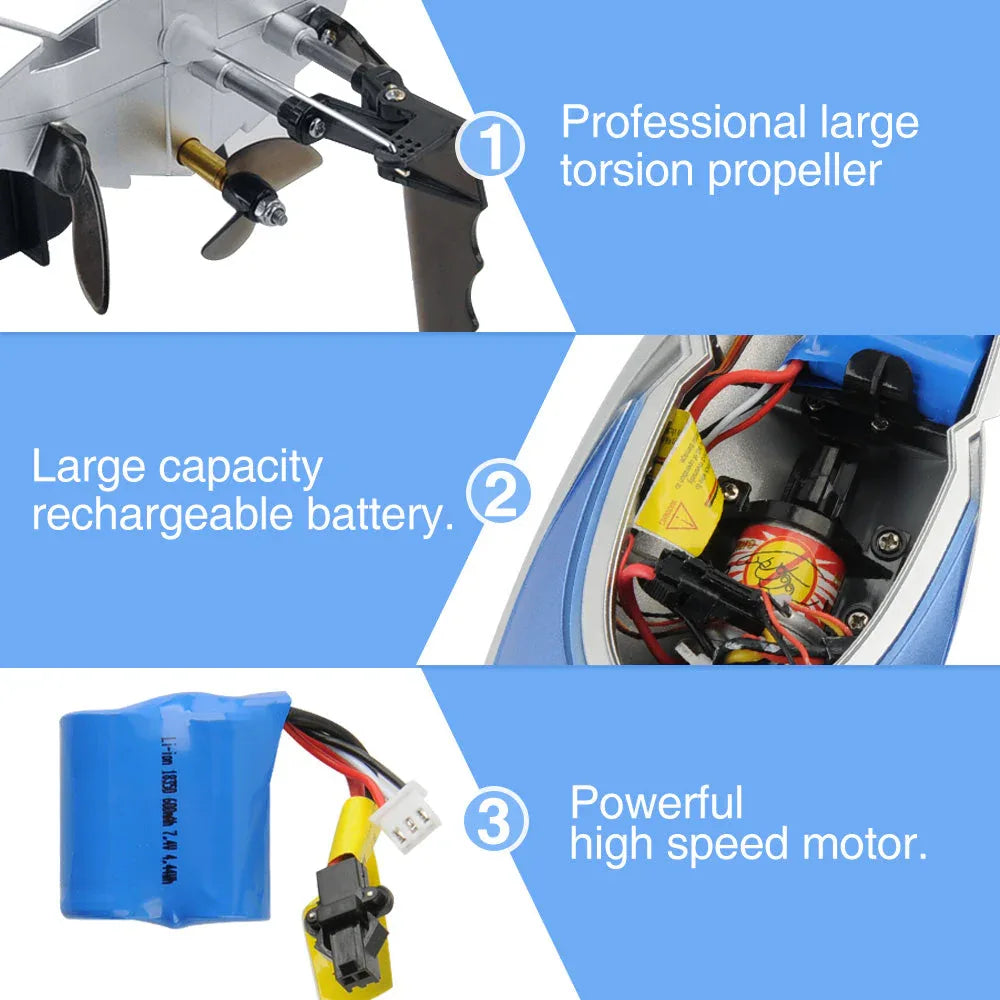 GizmoVine 2021 T03 High-Speed RC Boat with Extra Battery - Gomix Brands Outlet