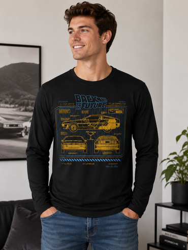 PORT & CO "Back to the Future" 30th Anniversary DeLorean Schematics T-Shirt