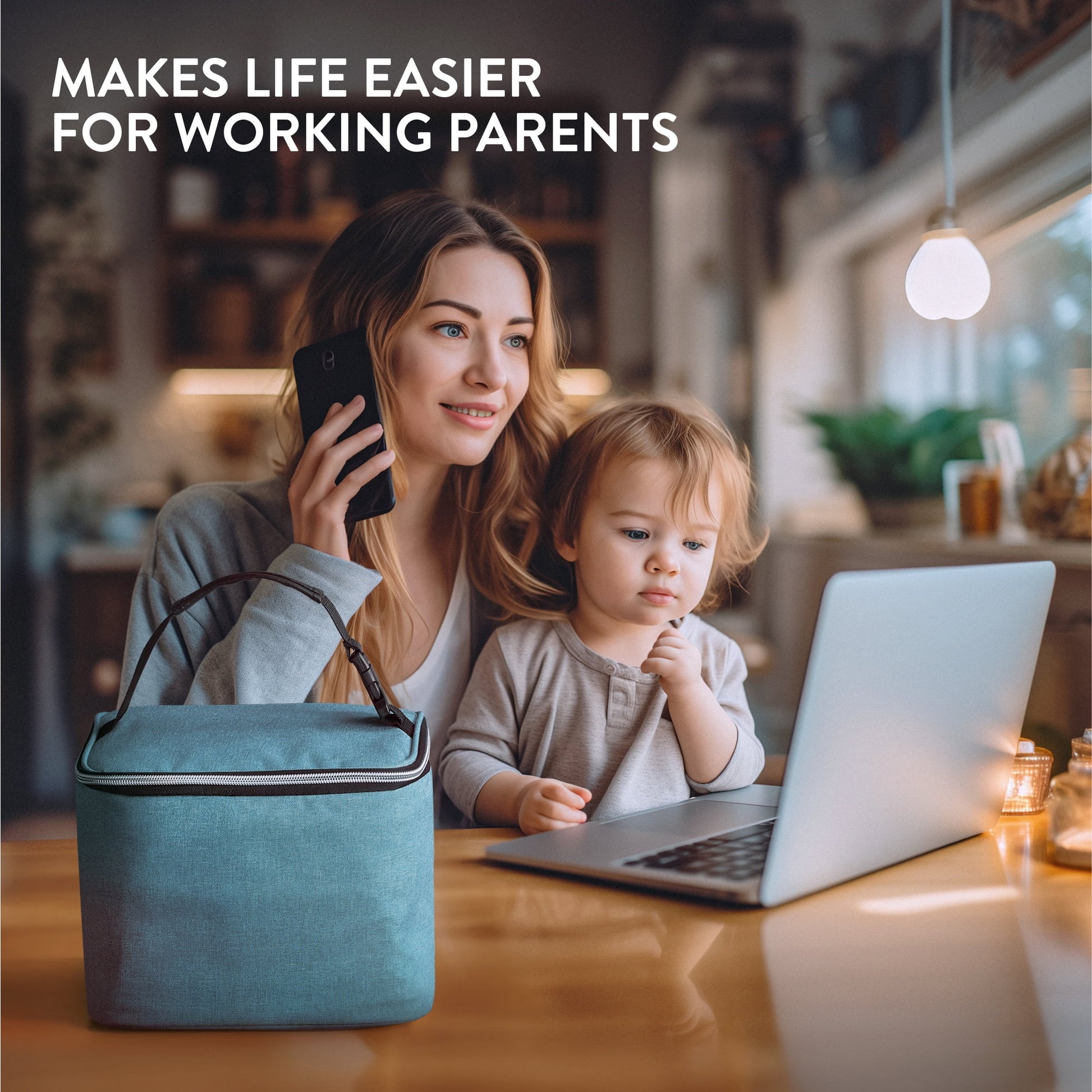 Navaris Turquoise Insulated Cooler Bag for Baby Bottles, Beverages, Breastmilk with Ice Pack