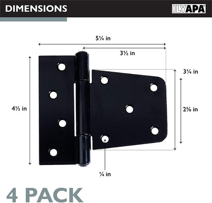 Ilyapa Heavy Duty Shed Door Hinges 4 Pack Black