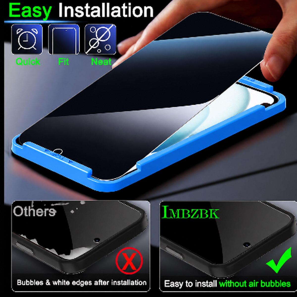 IMBZBK 3 Pack Privacy Screen Protector for iPhone 15