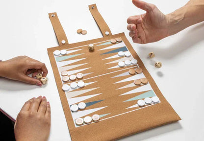 Britton Foldable Cork Backgammon & Checkers Game Set: Portable, FSC®-Certified Fun - Gomix Brands Outlet
