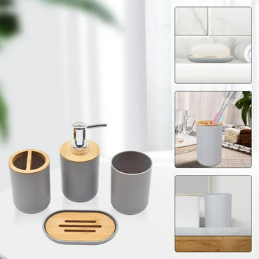 Colcolo Modern Gray 4-Piece Bathroom Accessory Set: Soap Dispenser, Toothbrush Holder