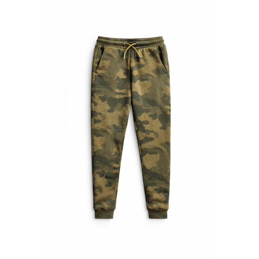 All in Motion Boys' Fleece Joggers Green Camo Comfortable Drawstring Sweatpants