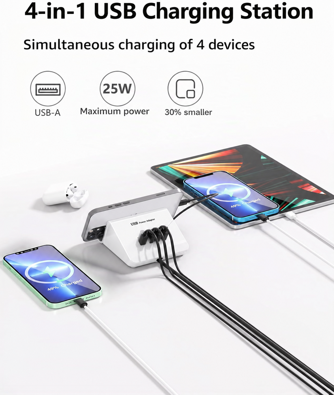 USB CHARGER JMX-0510 Professional Power Adapter USB C Charger 4-Port