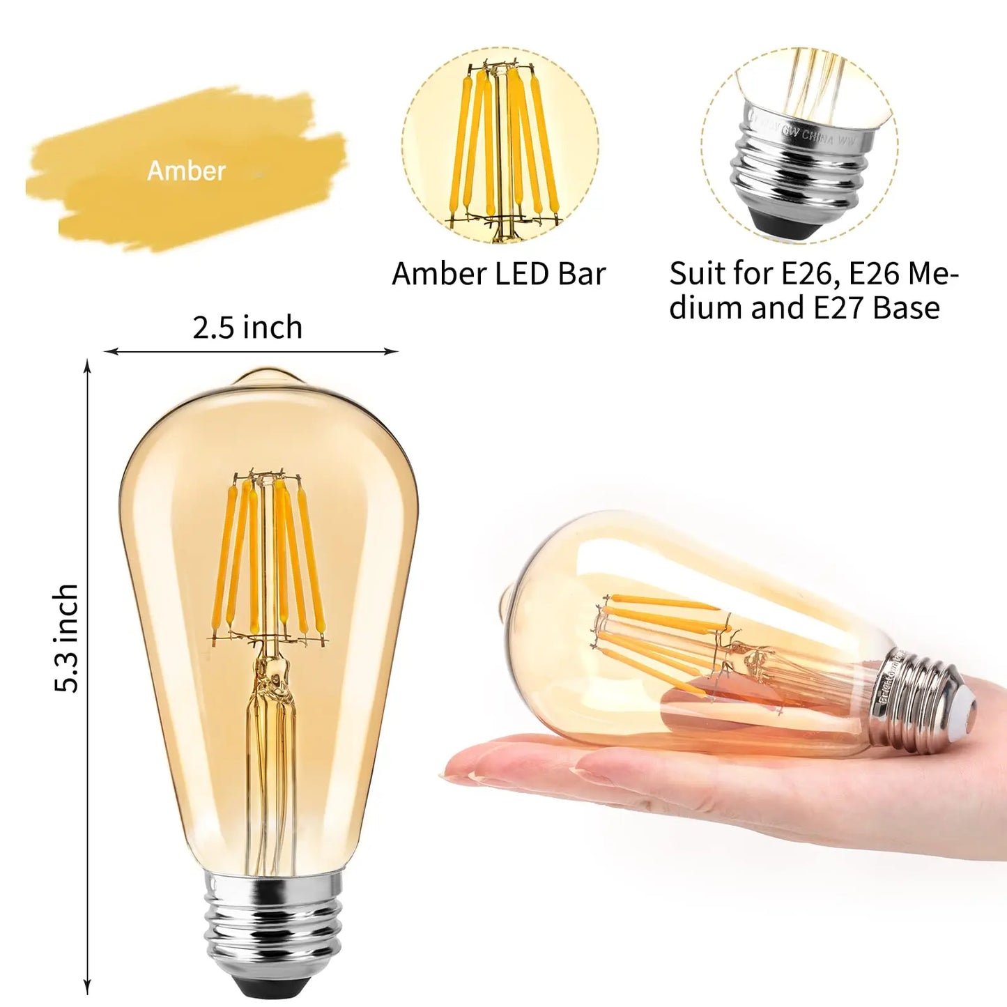 https://ae01.alicdn.com/kf/A96179a33b5384b75a98712dea48f4fd71/6pcs-ST64-Dimmable-LED-Filament-Light-Bulb-E27-220V-6W-2200K-Amber-Glass-Vintage-Edison-Led.jpg