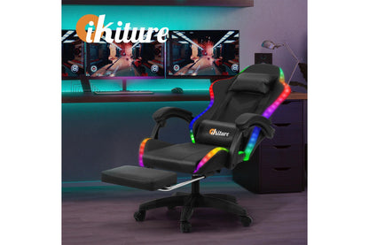 Oikiture RGB LED Gaming Massage Chair with 8-Point Support