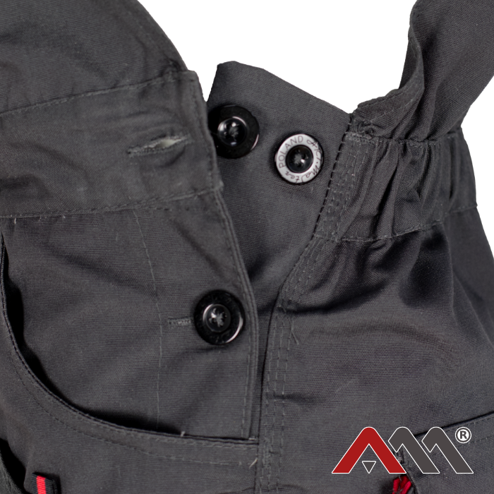 Durable Red & Graphite Work Bib Pants with Reinforced Knees and 10 Pockets