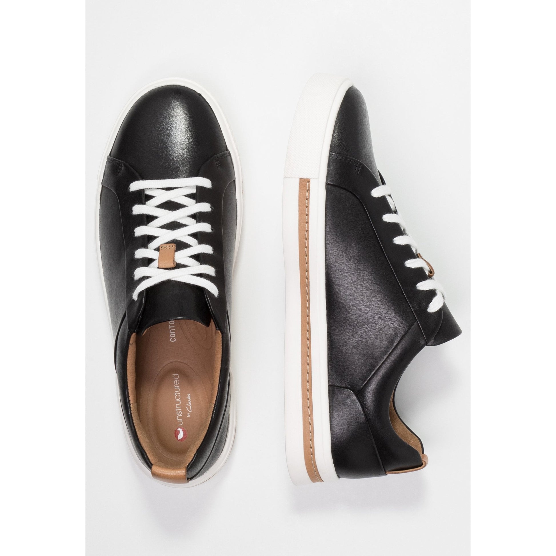 Clarks Unstructured UN Maui Lace Women's Black Leather Comfort Trainers