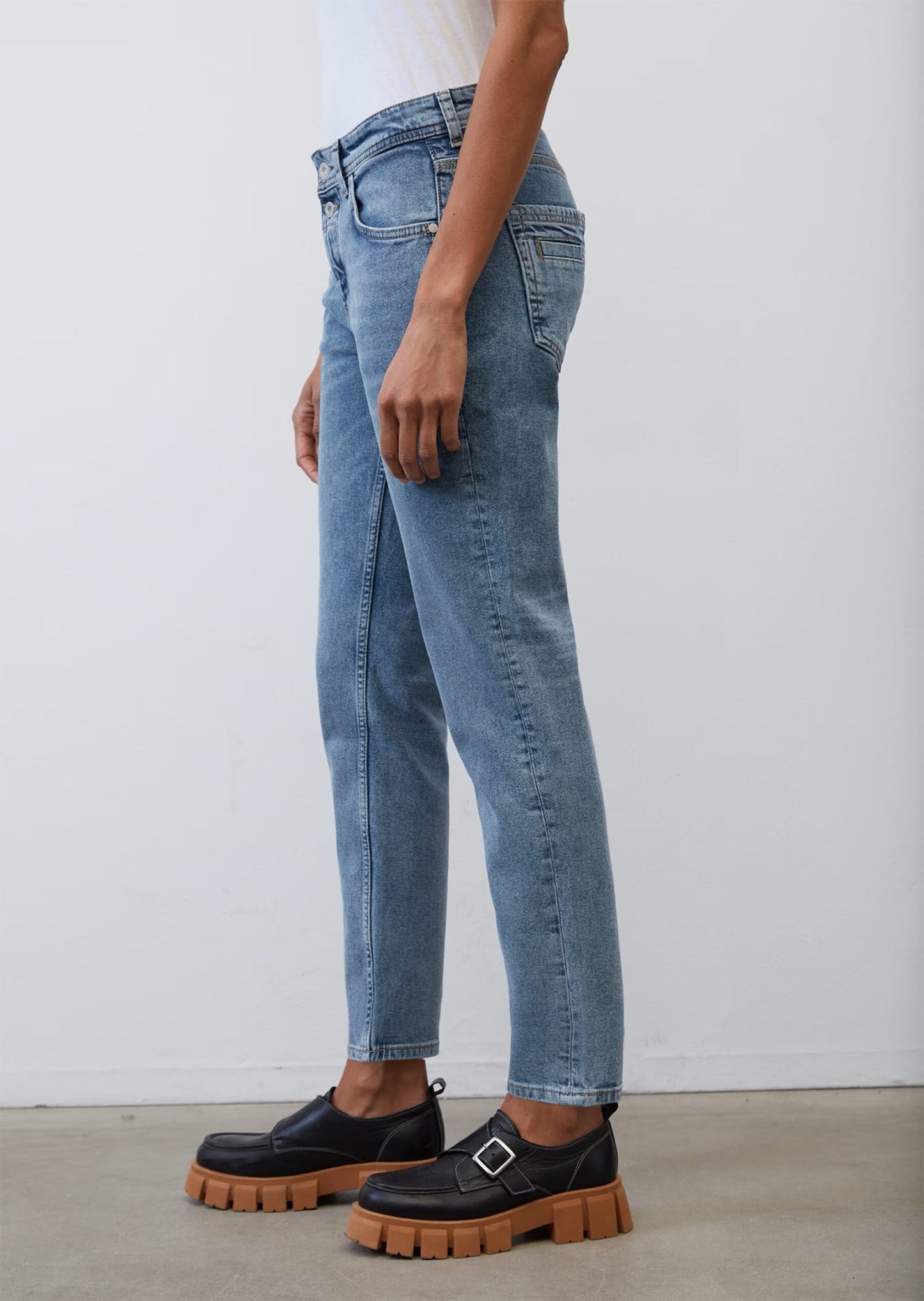 MARC O'POLO Theda Boyfriend Cropped Jeans Organic Cotton Blend Sustainable Mid Blue