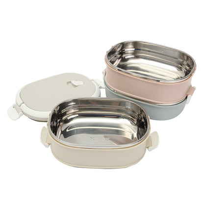 Pink Stackable Square Stainless Steel Bento Lunch Box Set