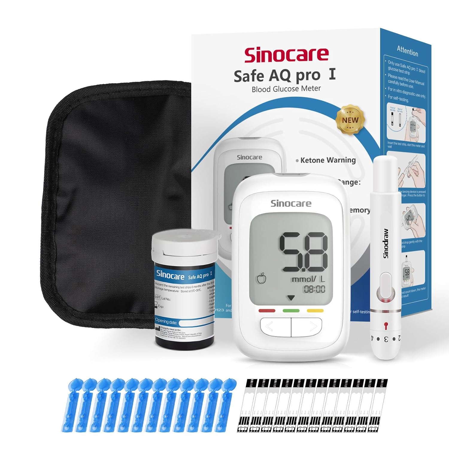 Sinocare AQ Pro I Blood Glucose Monitor Kit 25 Strips
