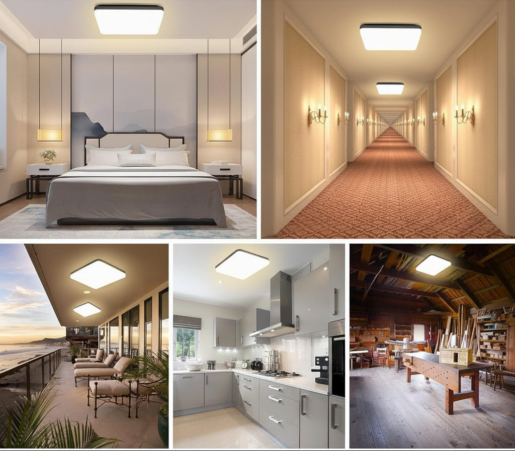 OUILA LED Ceiling Light 2-Pack 20W 2000lm 4000K Natural White IP44 Waterproof 22x22cm
