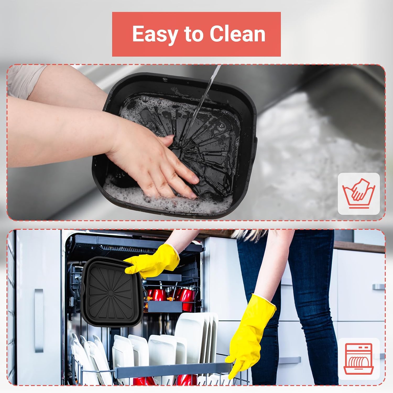 Alyvisun Silicone Air Fryer Liner Set 2-Piece 21 cm Reusable Foldable