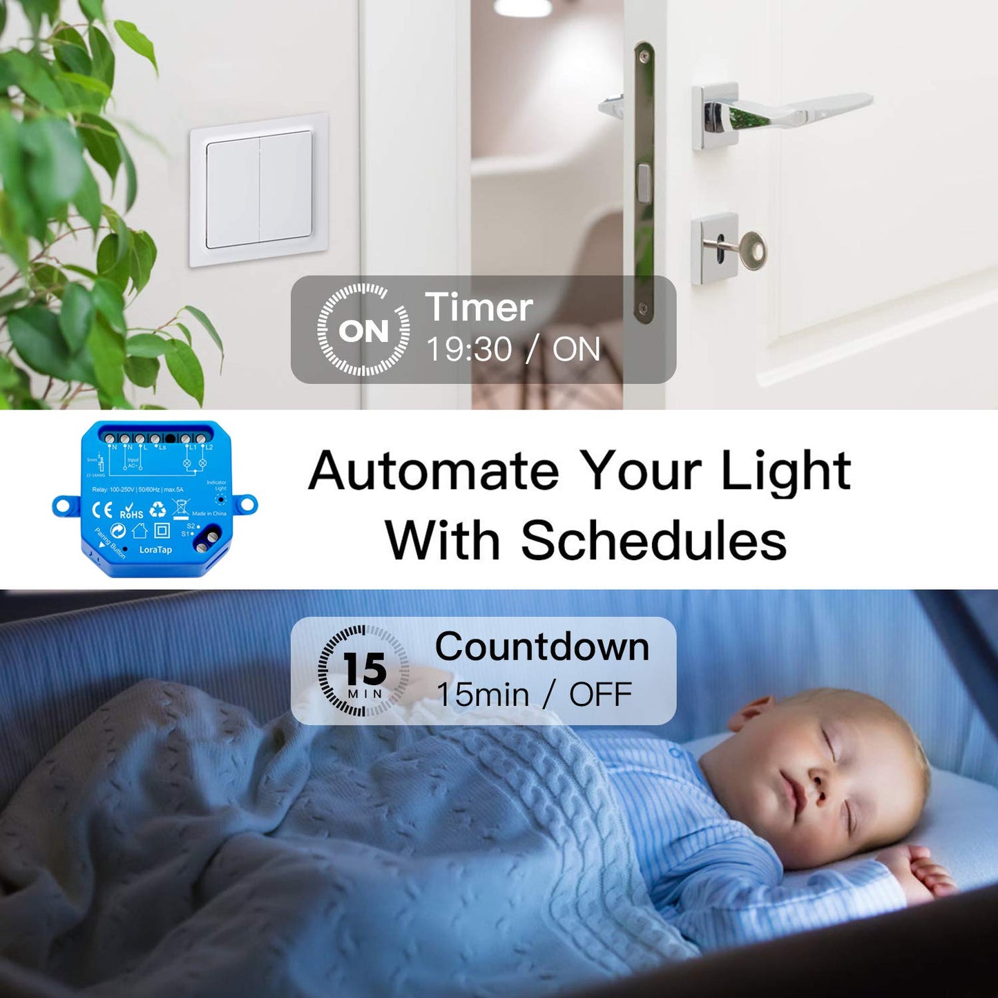 LoraTap Alexa Dual WiFi Smart Switch – 2‑Channel, 5A, 1100W