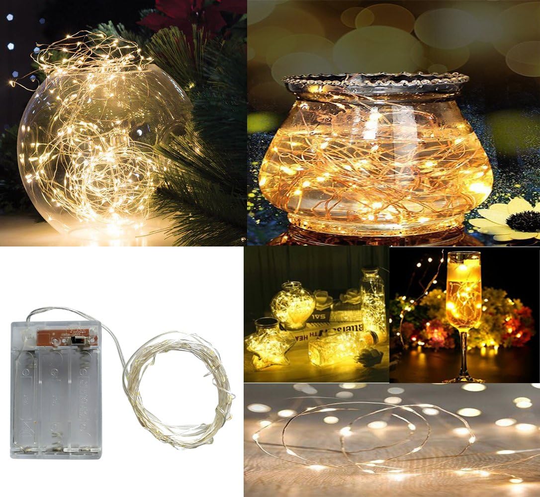 BXROIU 2 x 20LEDs Fairy Lights Battery Operated 2 Mode Silver Wire 6.6Ft Chains String Lights for Bedroom Christmas Party Decoration