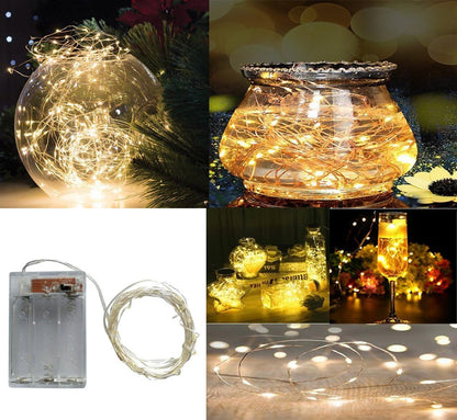 BXROIU 2 x 20LEDs Fairy Lights Battery Operated 2 Mode Silver Wire 6.6Ft Chains String Lights for Bedroom Christmas Party Decoration