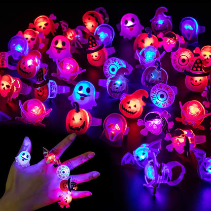 Oumers 50-Piece LED Halloween Glow Finger Rings