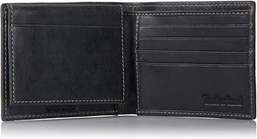 Timberland Black Leather Bifold Wallet with Clip Pocket