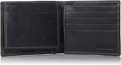 Timberland Black Leather Bifold Wallet with Clip Pocket