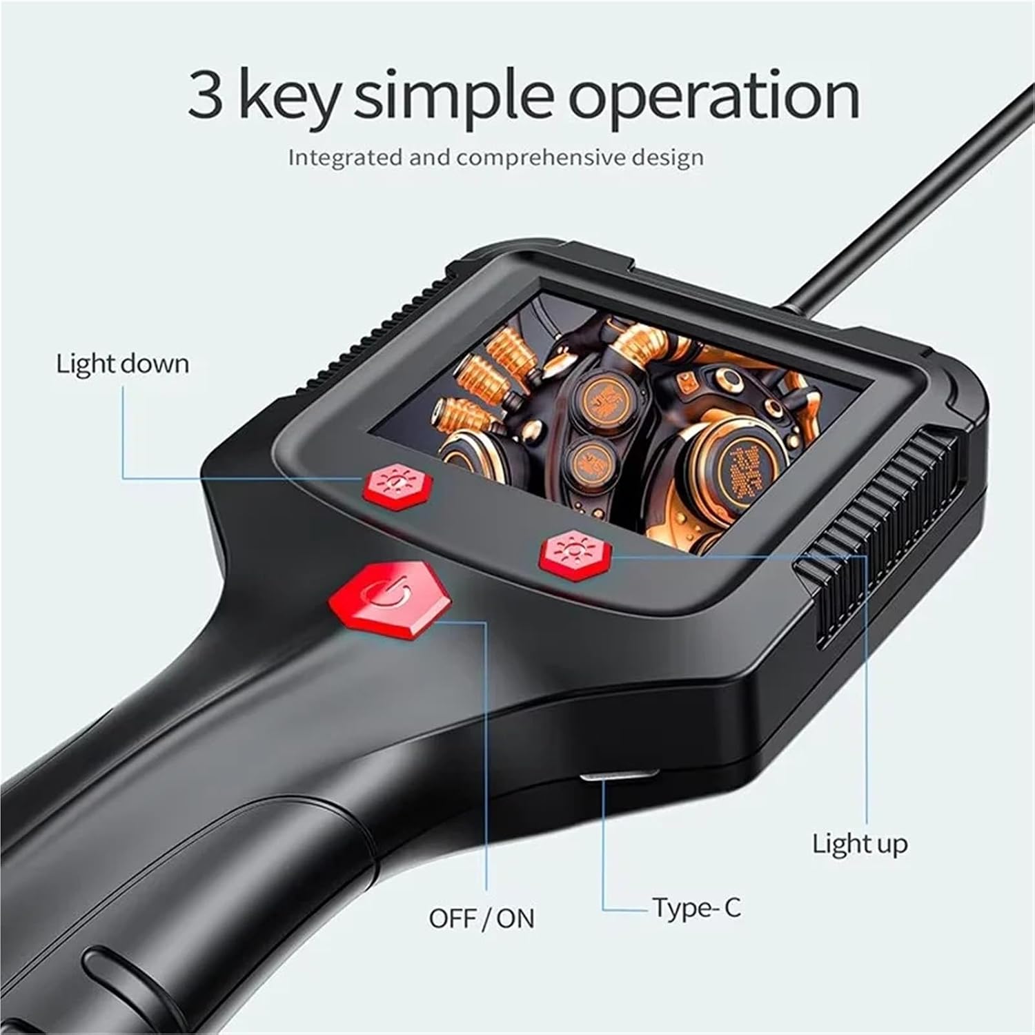 ZDAVSFR P100 Industrial Endoscope Camera 2.4-Inch IPS Screen 1080P HD Pipe Sewer Inspection Borescope IP68 Waterproof with LEDs 2600mAh for Car 15M
