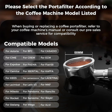 IKAPE 58mm Bottomless Portafilter with Stainless Steel Basket – E61 Compatible