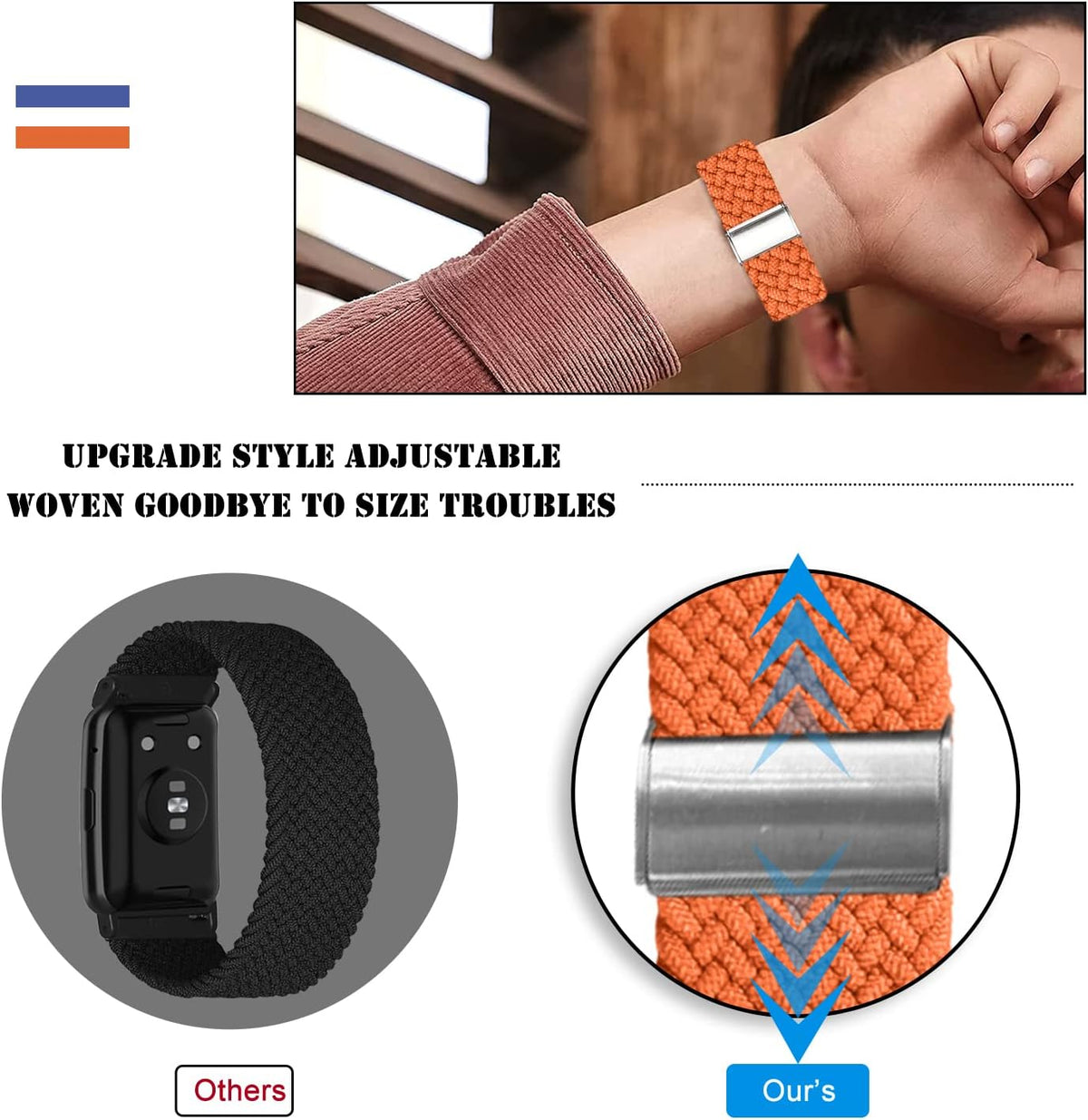 Niboow 22mm Braided Nylon Strap for Huawei Watch