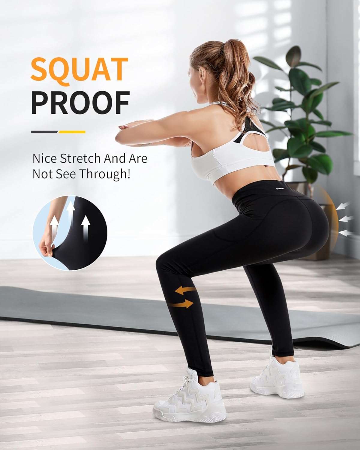 CAMBIVO Women's High-Waisted Stretch Leggings with Pockets for Yoga