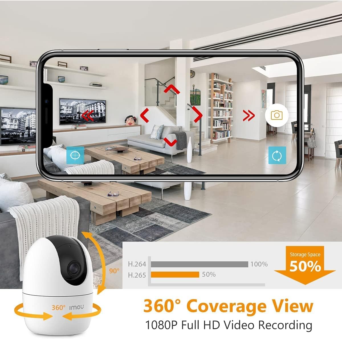 Imou Ranger 2-D 1080P Wi-Fi Dome Camera 360° Coverage AI Human Detection Privacy Mode Two-Way Talk