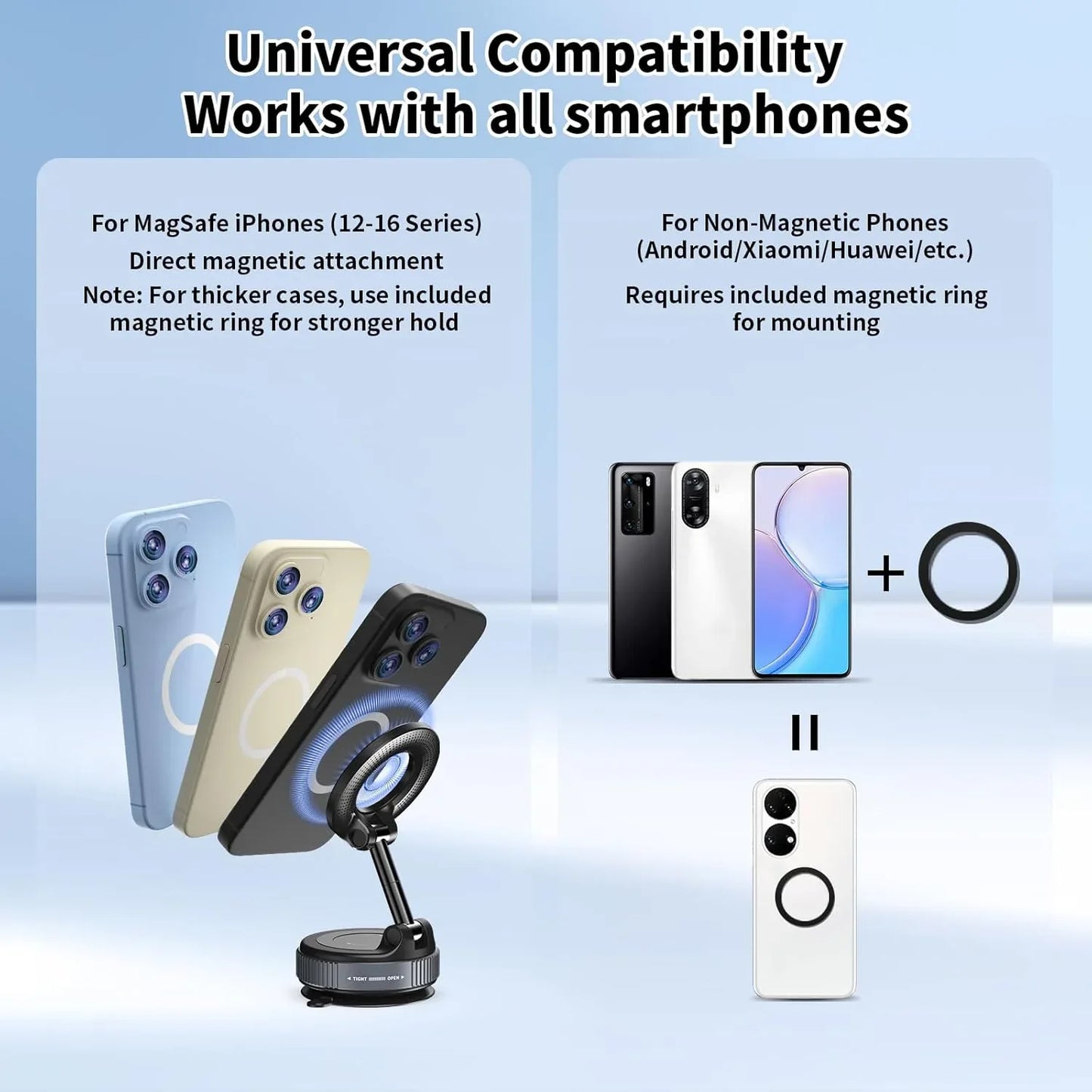 TONEOF 360° Rotatable Magnetic Car Phone Stand with Vacuum Suction - Gomix Brands Outlet