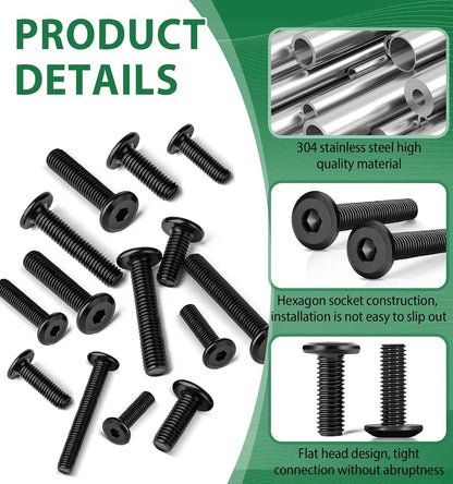 Bolatus 20-Pack M5x25mm Black Flat Head Stainless Steel Screws