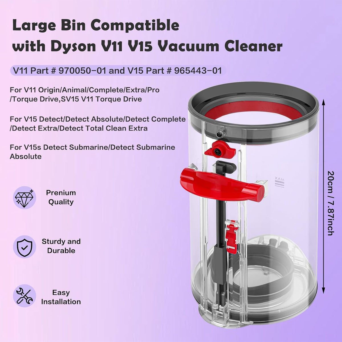 VIEWALL Dust Bin Replacement for Dyson V11 V15 V15S Detect V11-V15DB