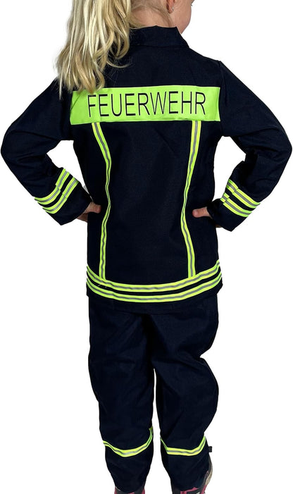 Foxxeo Kids Dark Blue Firefighter Costume Two‑Piece Set with Jacket & Pants