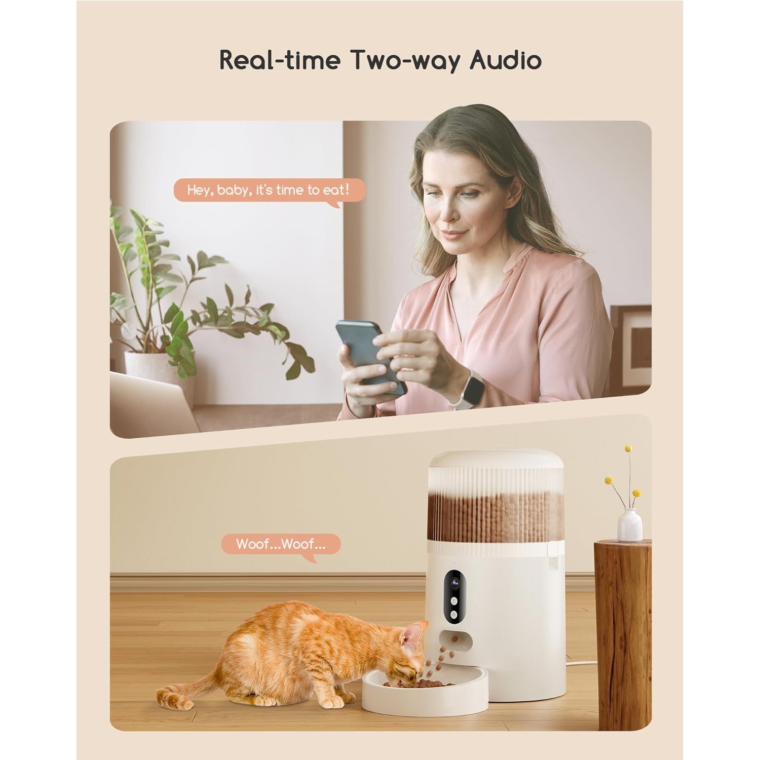 Faroro 4L Automatic Cat Feeder with 3MP Night‑Vision Camera