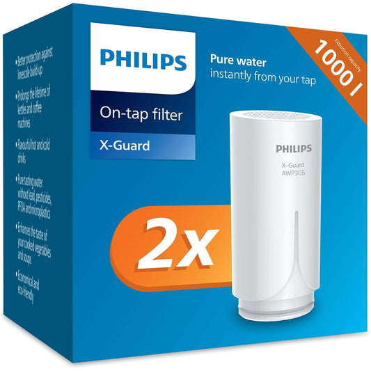 Philips AWP305P2/10 Tap Water Filter Cartridge X-Guard Microfiltration Reduces 99% Chlorine